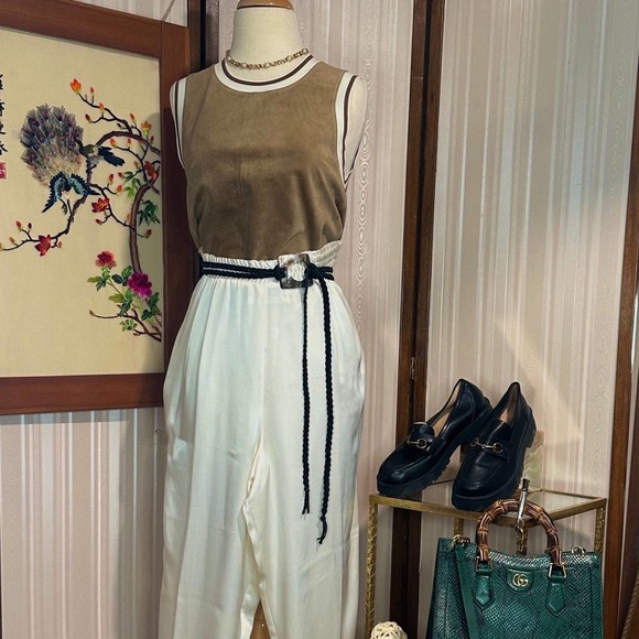 Theory Beige Leather Sleeveless Tank Top - Picture 8 of 9